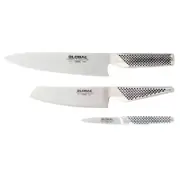 Global knivsæt med kokkekniv, urtekniv og skrællekniv i japansk stål
