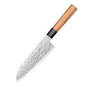 Yuki Onna Santoku 180 mm japansk kokkekniv i damaskusstål med buffalo horn skaft