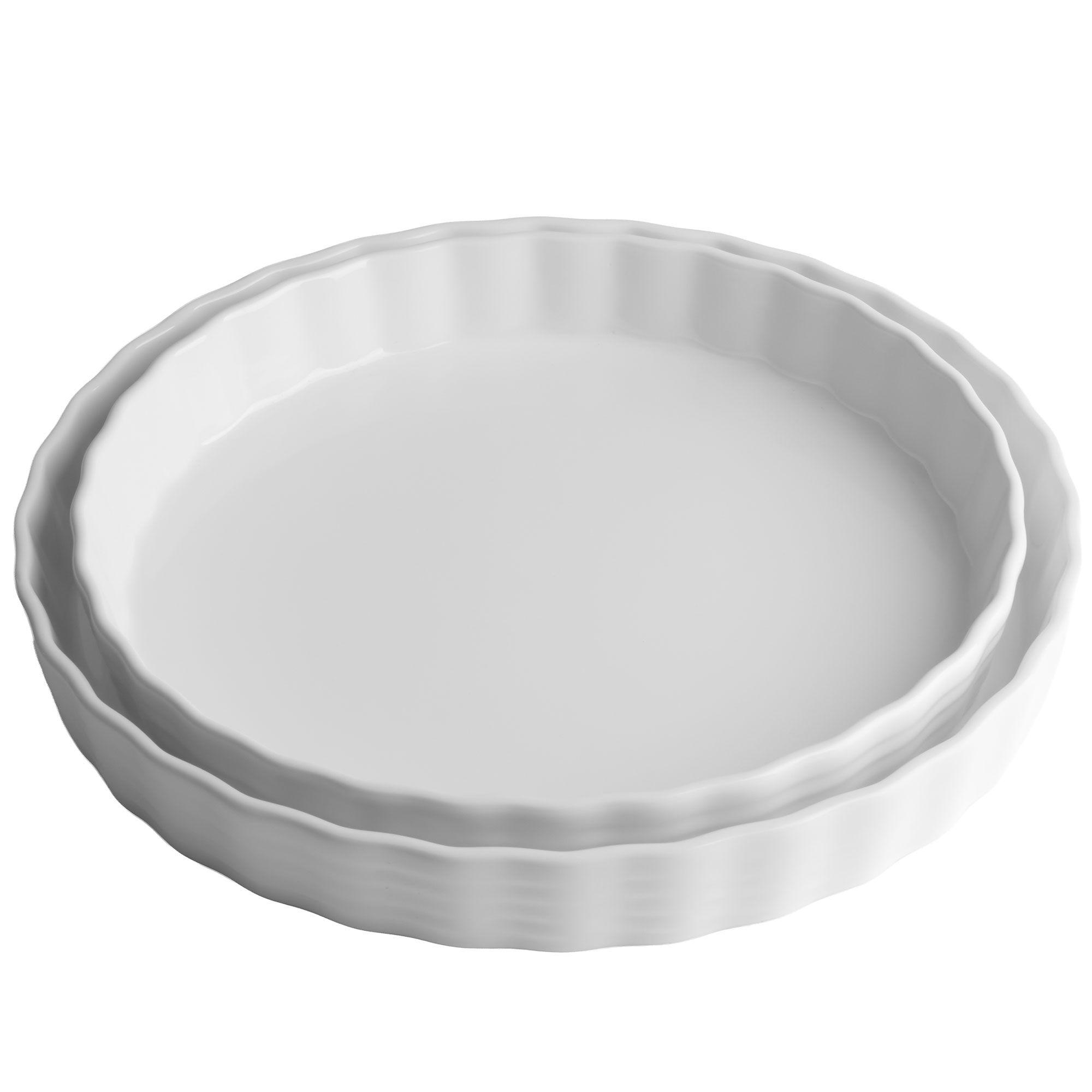 Mareld Pajforme 2-delt hvid - porcelæns tærteform sæt med 2 størrelser