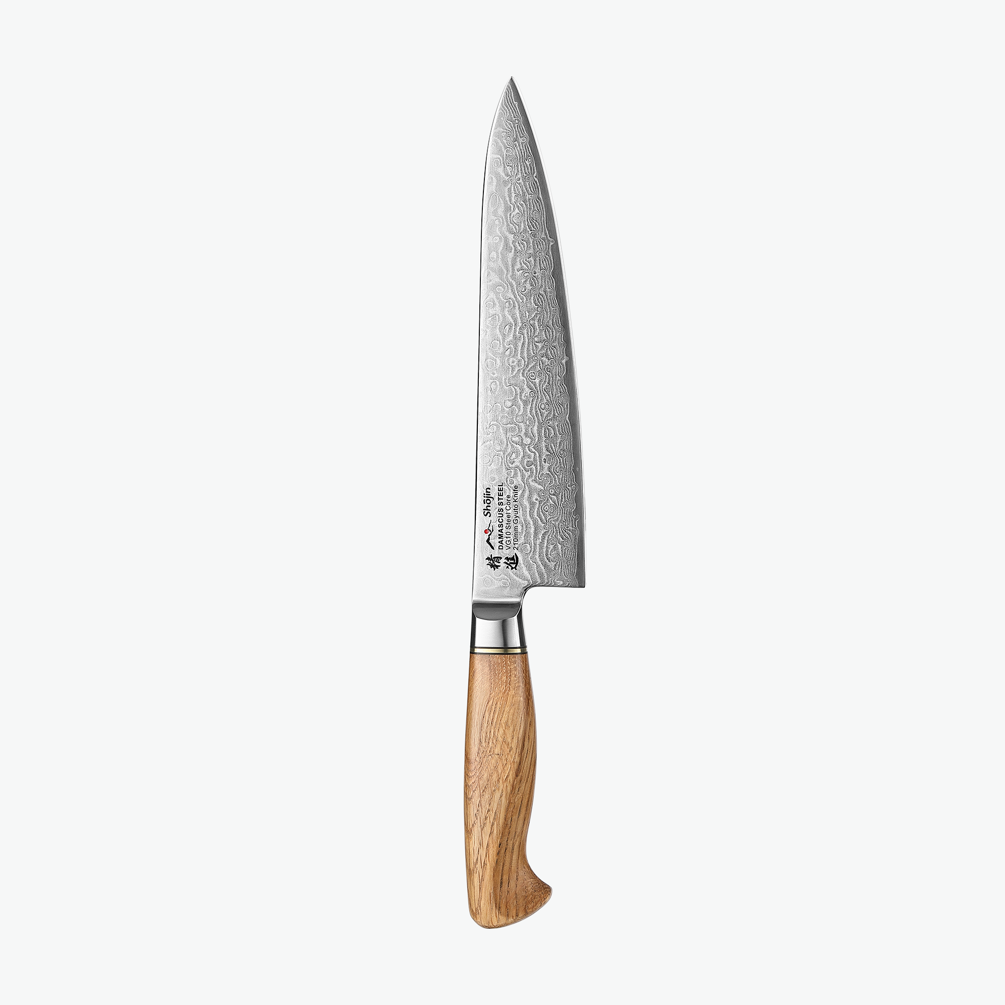 Shojin Kaku Gyuto japansk kokkekniv med egetræshåndtag 21 cm