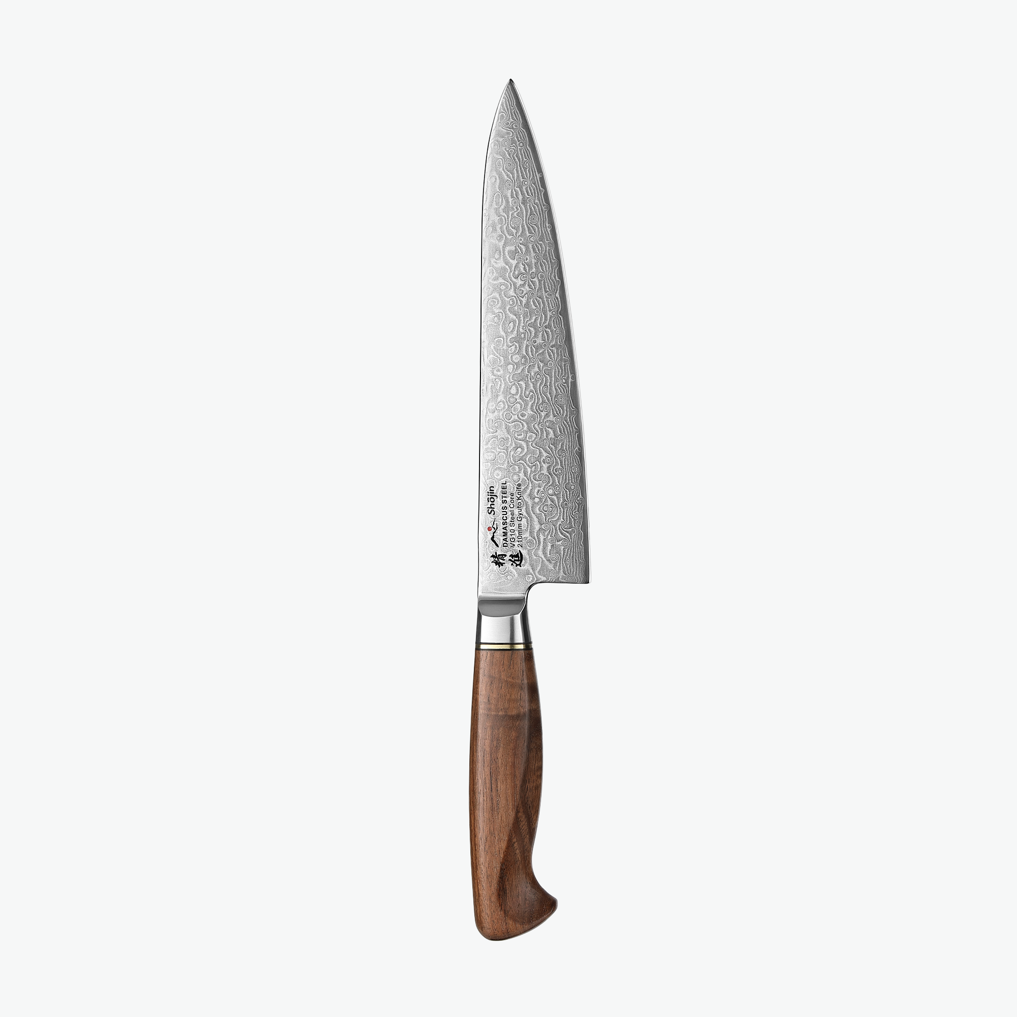 Shojin Kaku Gyuto japansk kokkekniv med valnødt håndtag 21 cm