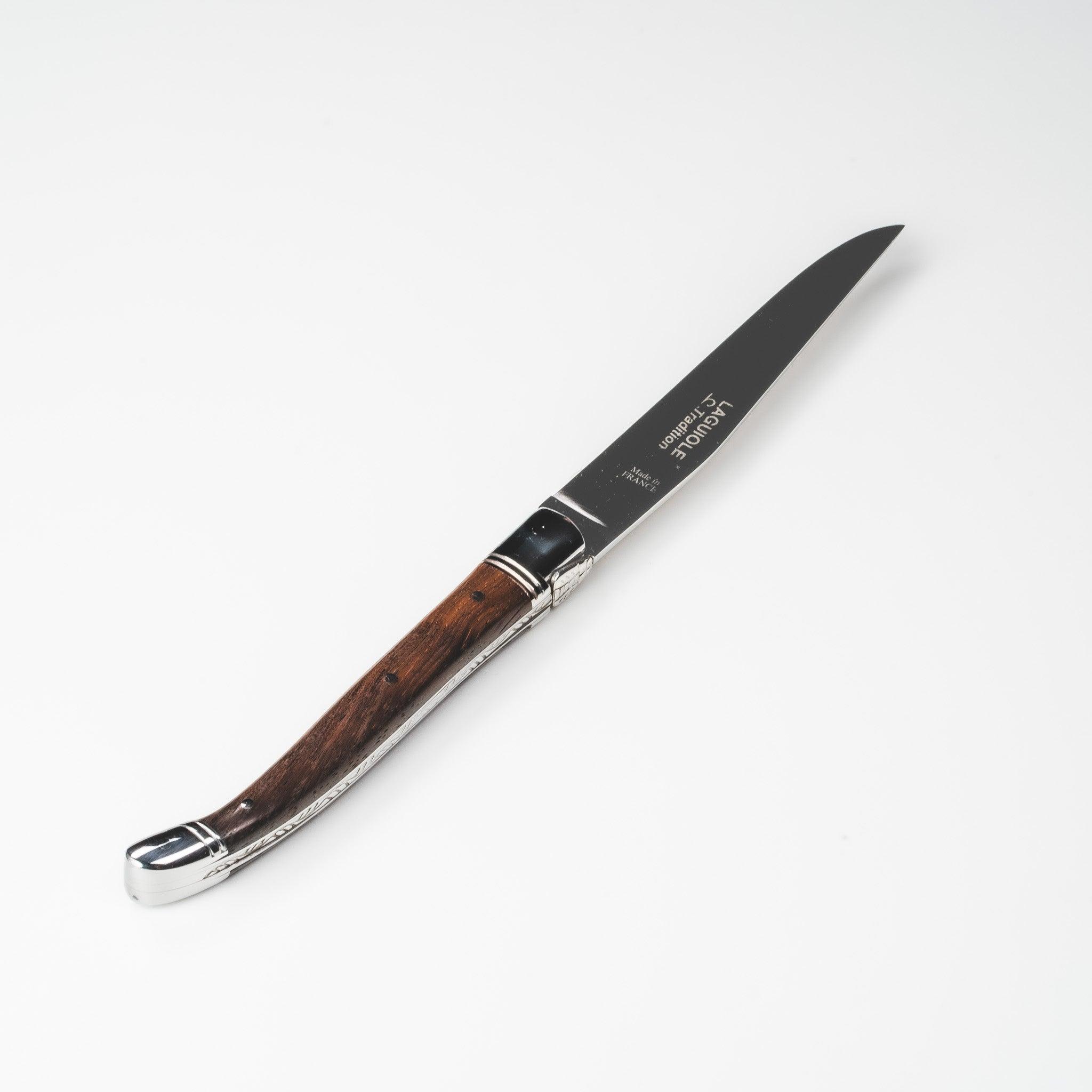 Laguiole Tradition steakkniv med palisanderhåndtag og to stålkraver