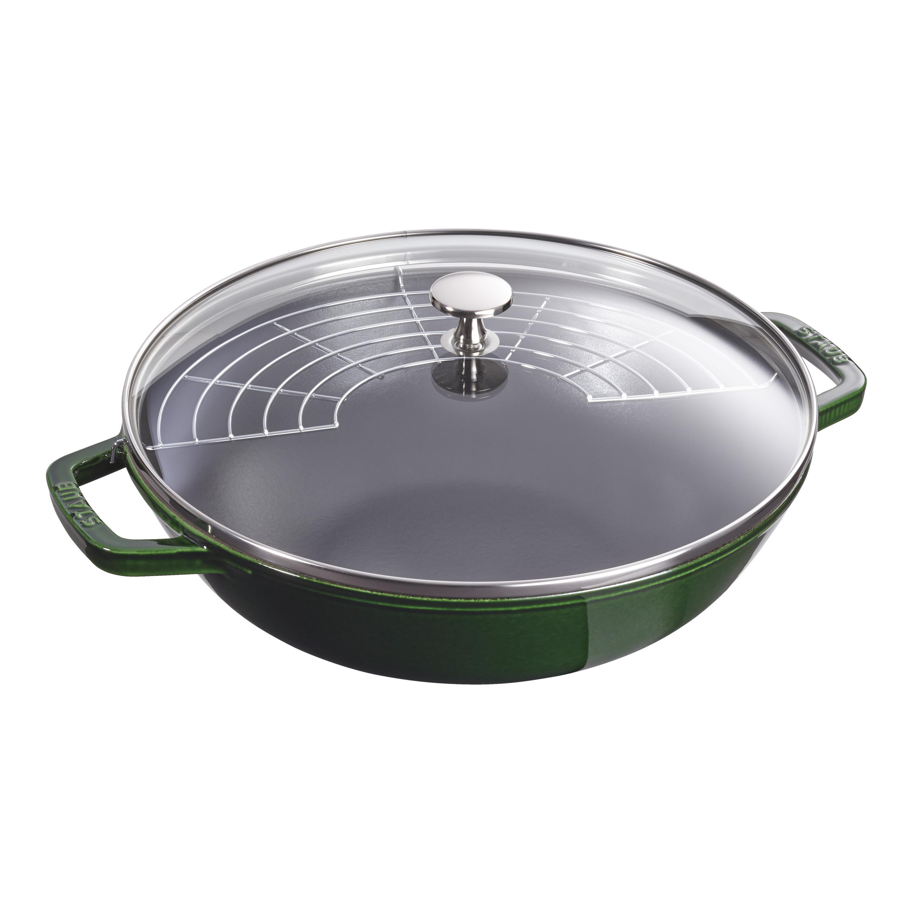 Staub Wok med glaslåg 30 cm støbejern