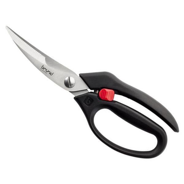Brund by Scanpan fjerkræsaks med ergonomisk loop-greb og mikrotakker