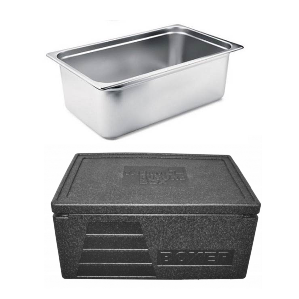 Stålkantine GN1/1 med isolerende termokasse til sous vide