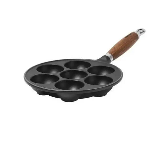 Le Creuset støbejern æbleskivepande Classic med træhåndtag