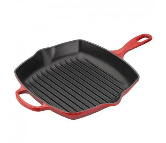Le Creuset støbejern grillpande 26x26 cm cerise rød