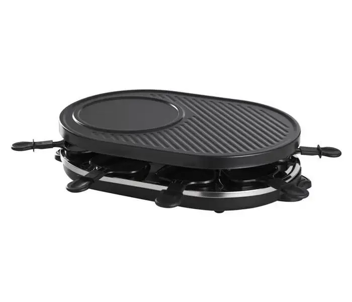 Schou Raclette til 8 personer, 1200W med 8 slip-let pander og grillplade