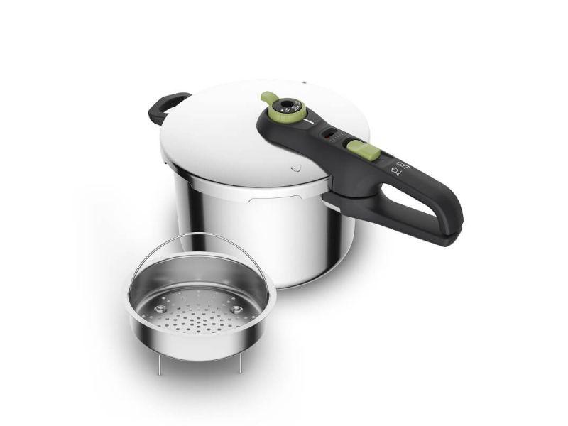 Tefal Secure Trendy 6 liter trykkoger med dampkurv og sikkerhedslukke