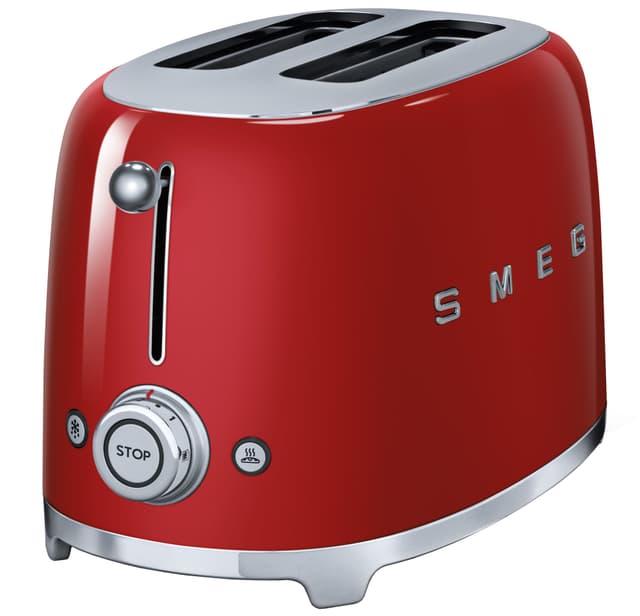 Smeg TSF01RDEU brødrister i rød - retro design 2-skiver