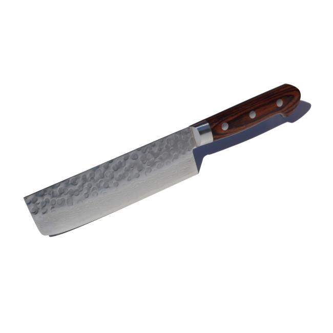 Cibumic Elite nakiri grøntsagskniv 16 cm VG-10 damaskusstål tsuchime rosentræskaft