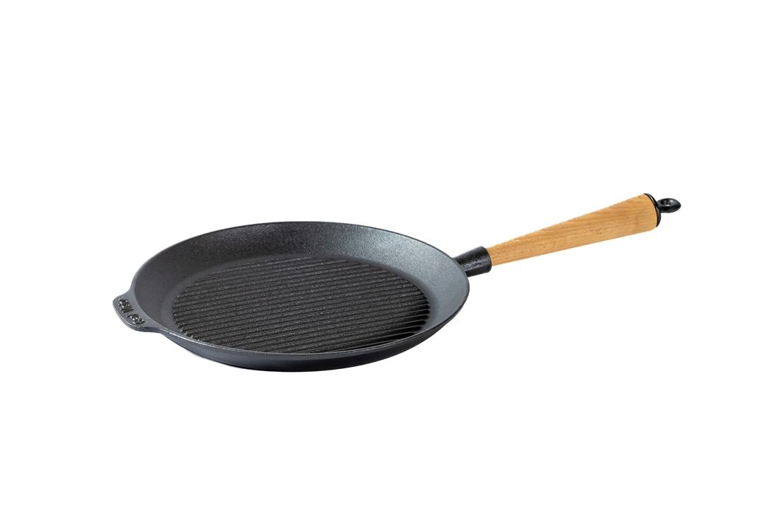 Carl Victor Støbejern grillpande med træhåndtag i bøg Ø28 cm