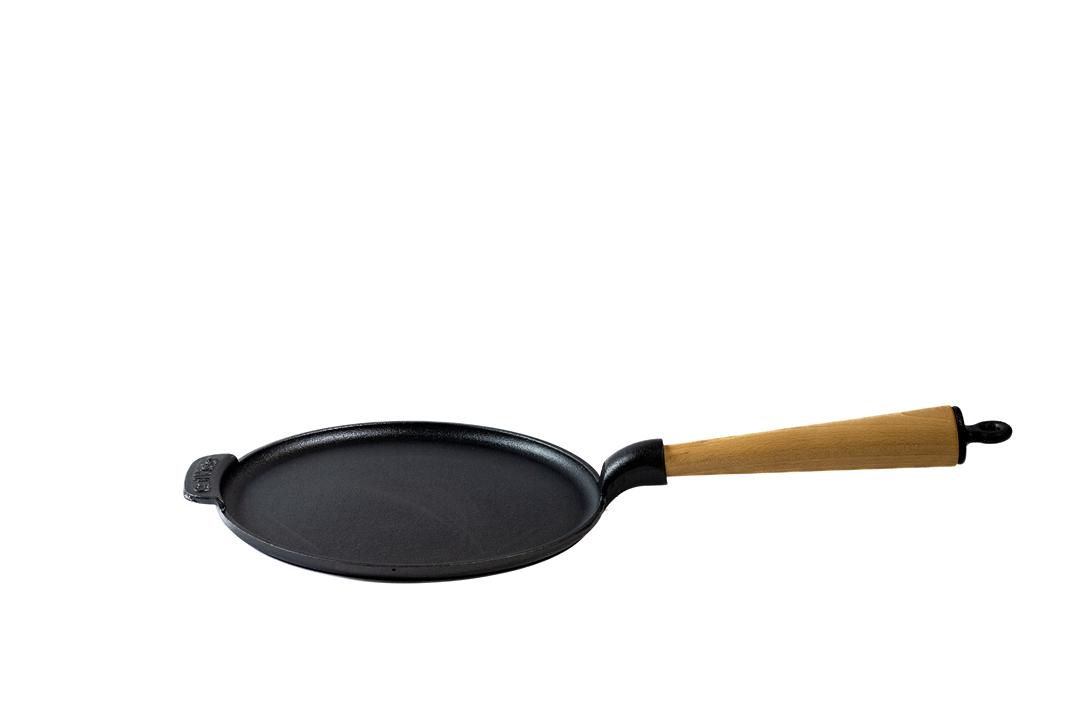 Carl Victor støbejern pandekagepande Ø23 cm med bøgehåndtag