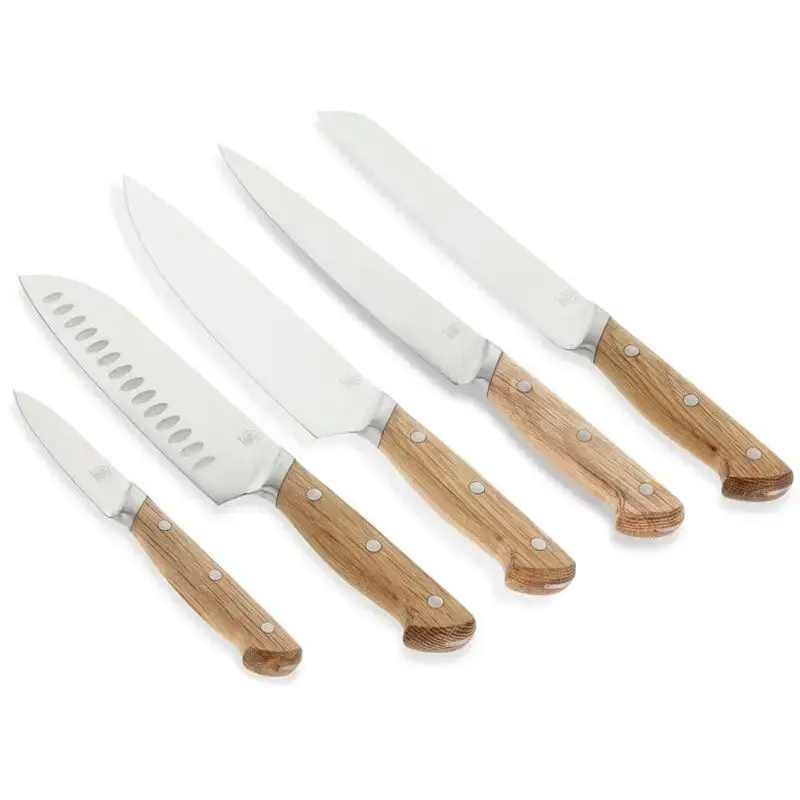 Morsø Foresta knivsæt med knivblok i eg og fem knive