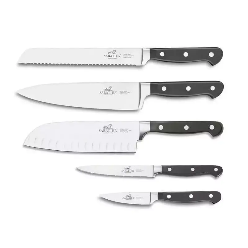 Sabatier Pluton knivsæt med 5 knive og knivblok