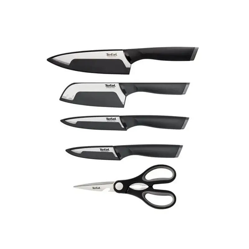 Tefal Comfort knivsæt med fem knive og sorte greb