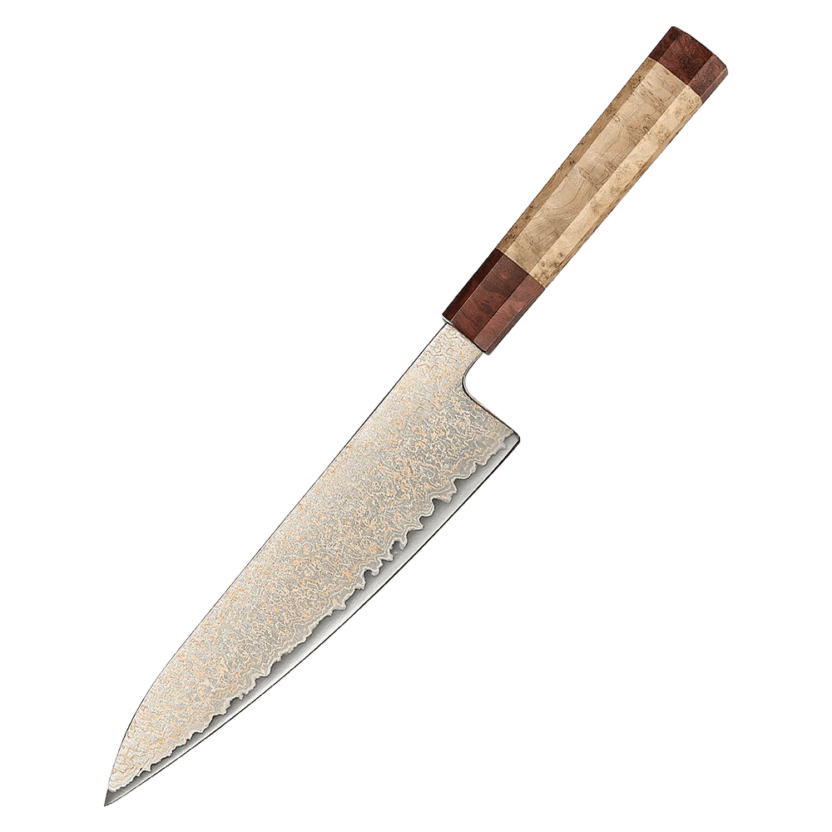 Ushi Gozuki Gyuto 210 mm japansk kokkekniv i damaskus 37 lag
