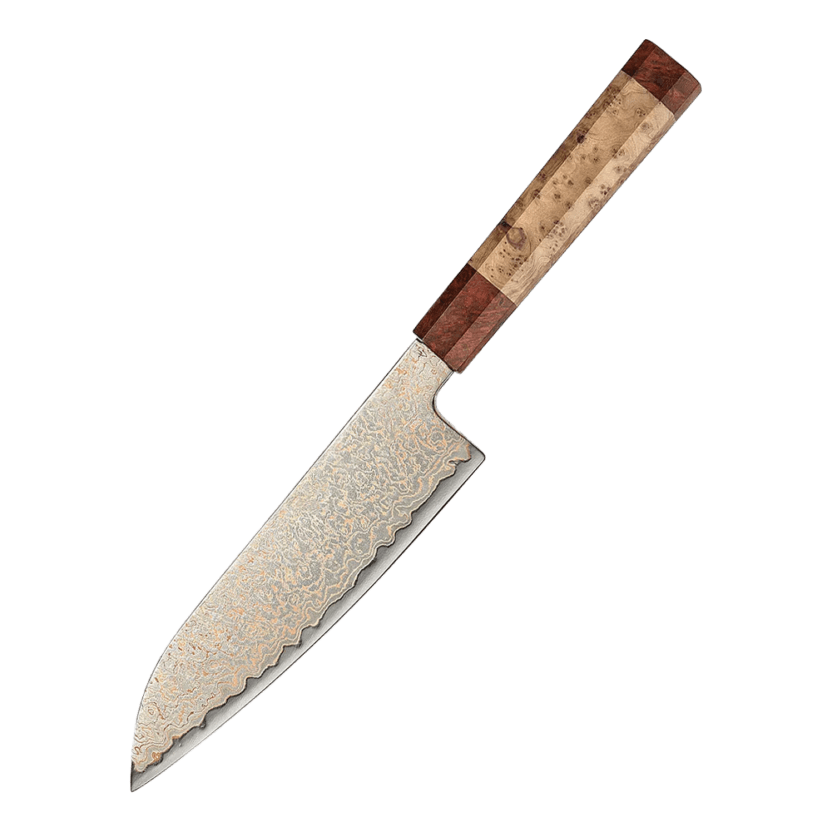 Ushi Gozuki Santoku 180 mm japansk allround-kniv i damaskus 37 lag