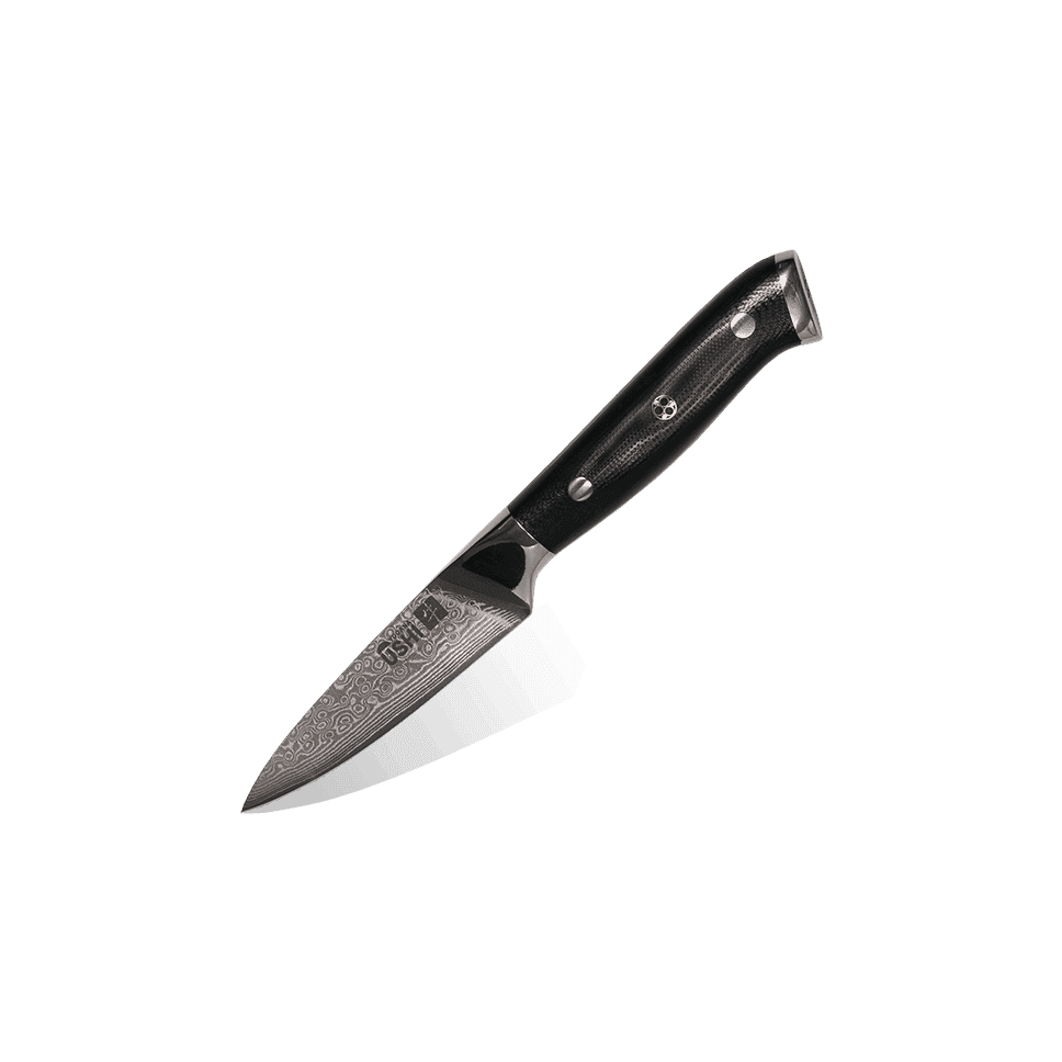 Ushi Damaskus urtekniv 90 mm med 67-lags VG-10 klinge og G10-håndtag