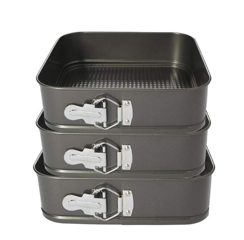 Firkantet springform sæt 3 stk 18x18 20x20 22x22 cm non-stick anti-hæftende belægning